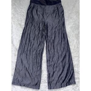 Unique Vintage Women’s 1X (16) Blue Flowy, Slight Shimmer Wide Leg Pants.